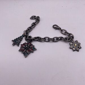 Holiday Lane Silver-Tone Crystal Snowflake Stretch Bracelet J3